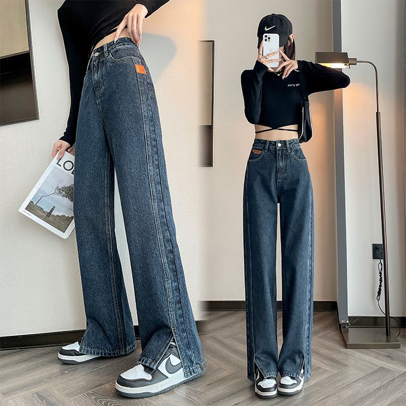 Washed Blue-Grey Wide Leg Jeans