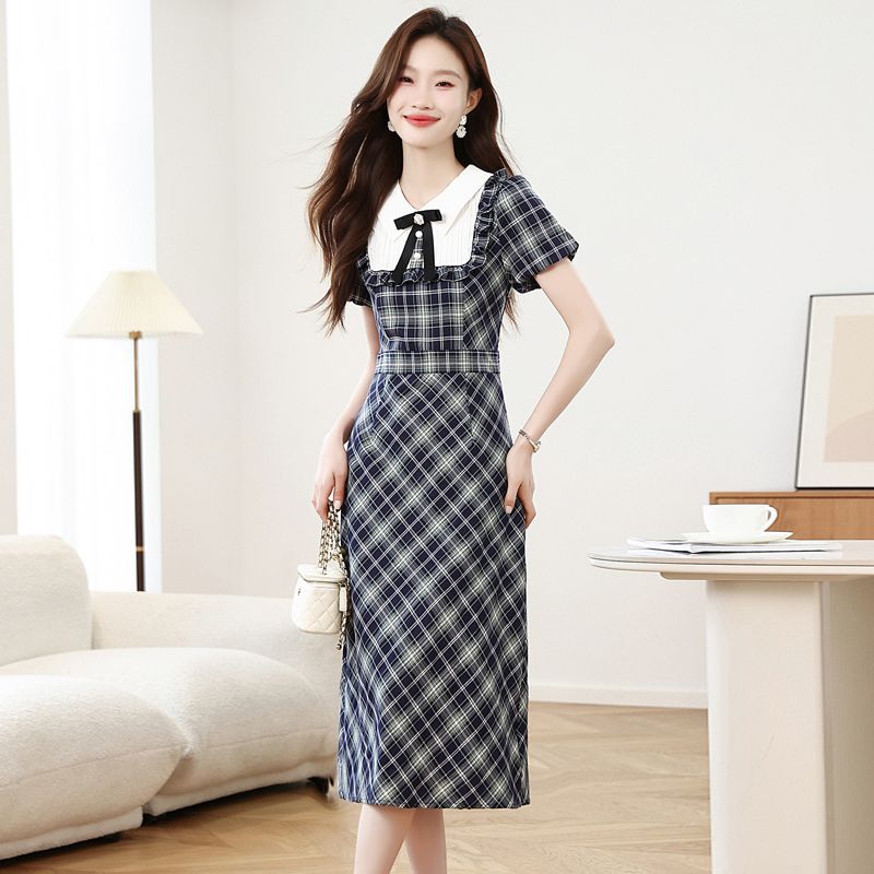 Plaid Patchwork Bow Dress