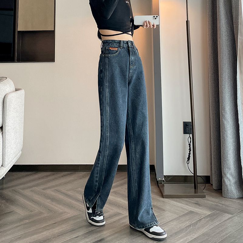 Washed Blue-Grey Wide Leg Jeans