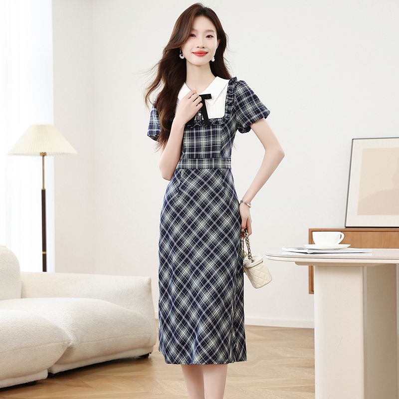 Plaid Patchwork Bow Dress