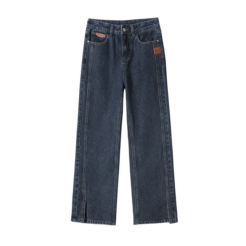 Washed Blue-Grey Wide Leg Jeans